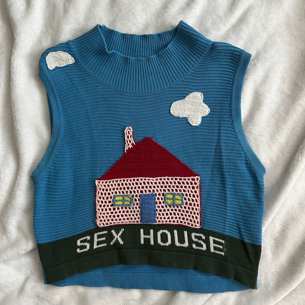 Fashion Brand Company Blue Knit Sex House Top